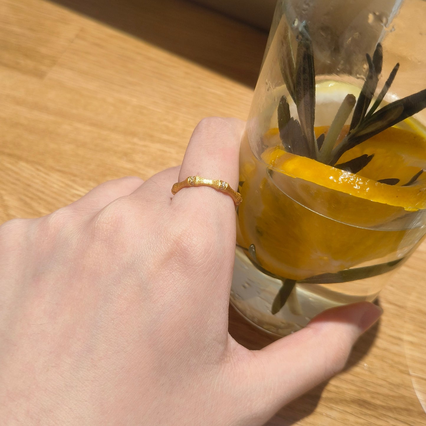 Warm Bamboo Ring S925 Silver Gold Plated - Lucky Bamboo