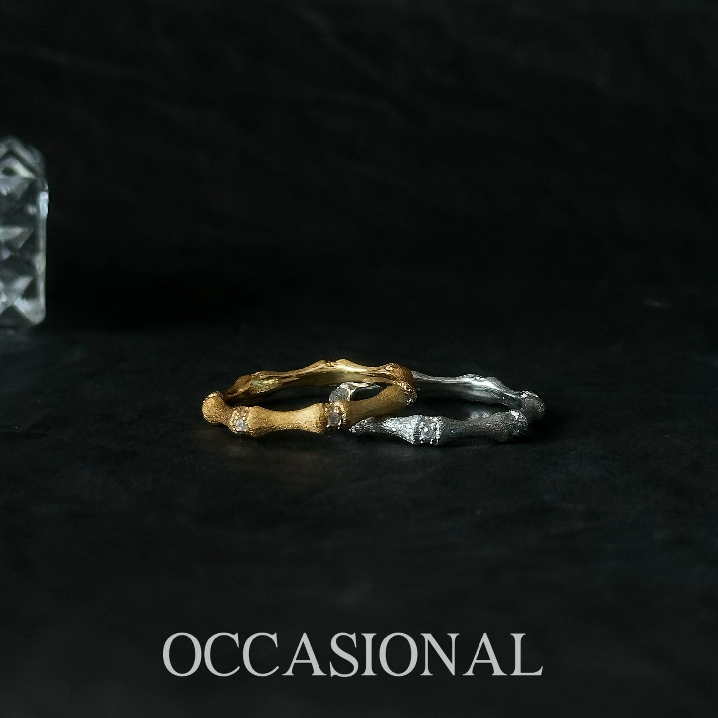 Gold and Silver Combination Stacking Ring - Bamboo