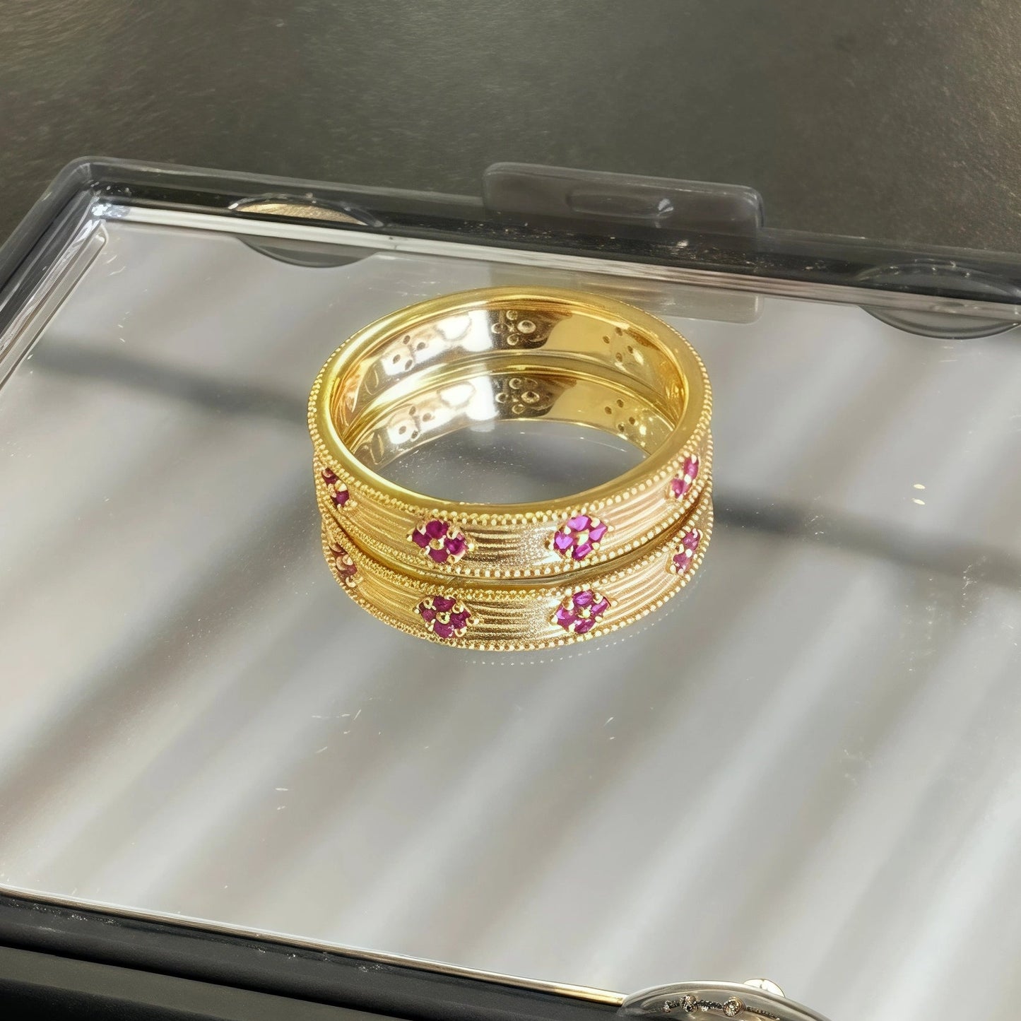 Classic Retro Brushed Ring S925 Silver Gold Plated - Plum Blossom