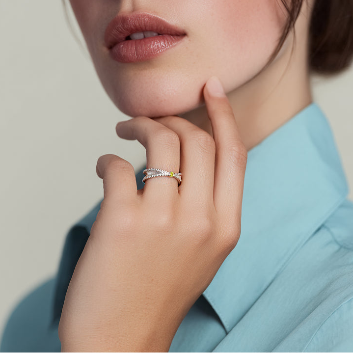 Double-sided curved ring S925 silver – Twins