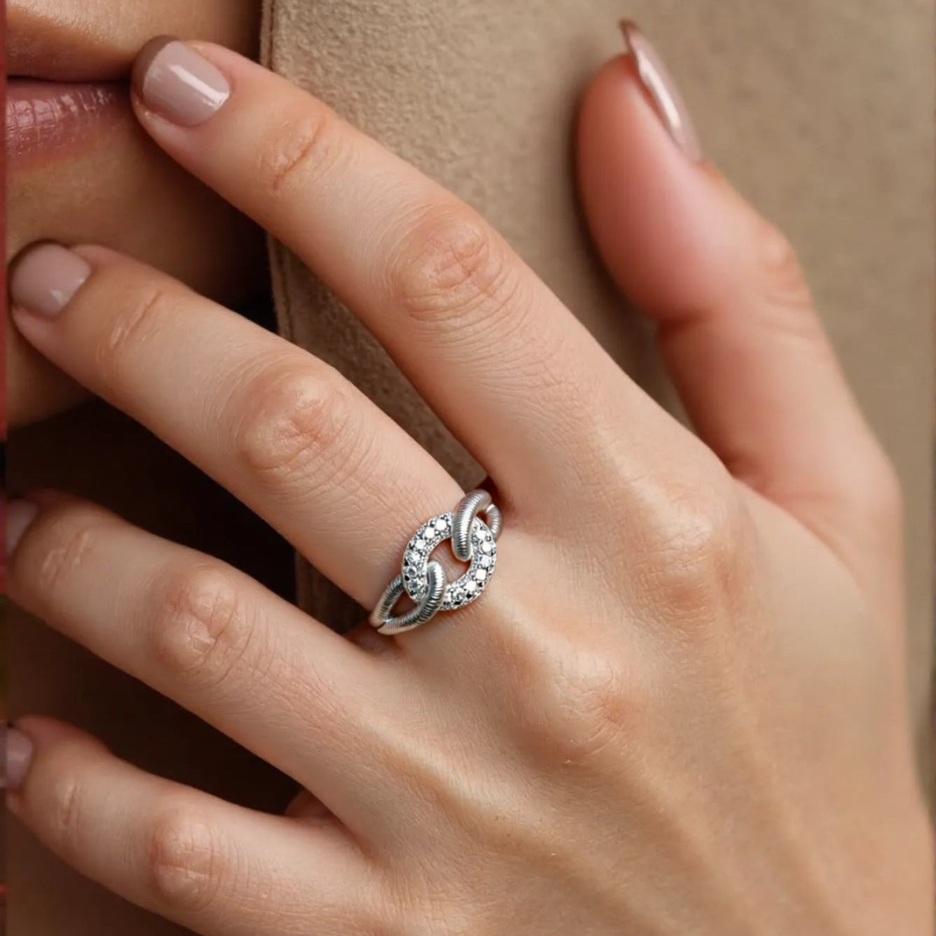 Rope Lock Ring S925 Silver Rhodium Plated