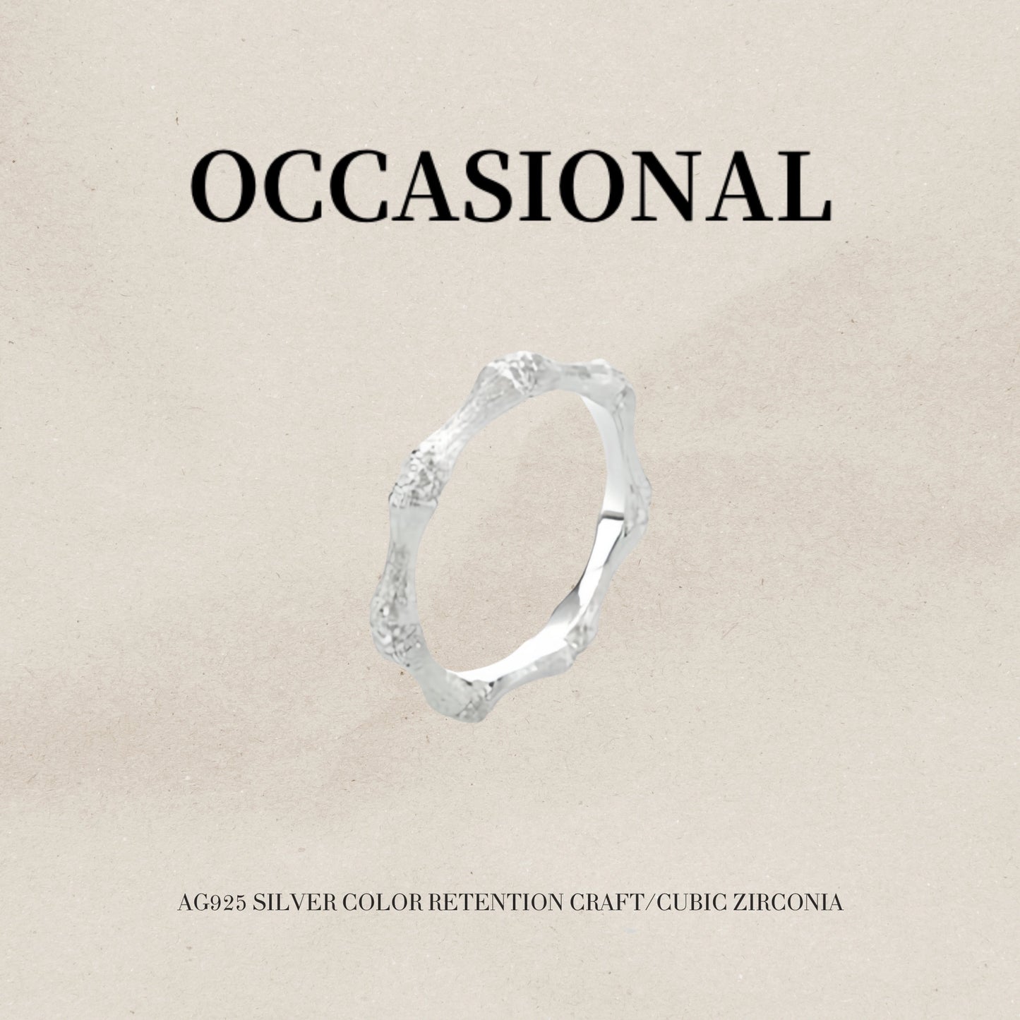 Chilly Bamboo Ring S925 Silver Rhodium Plated - Bone