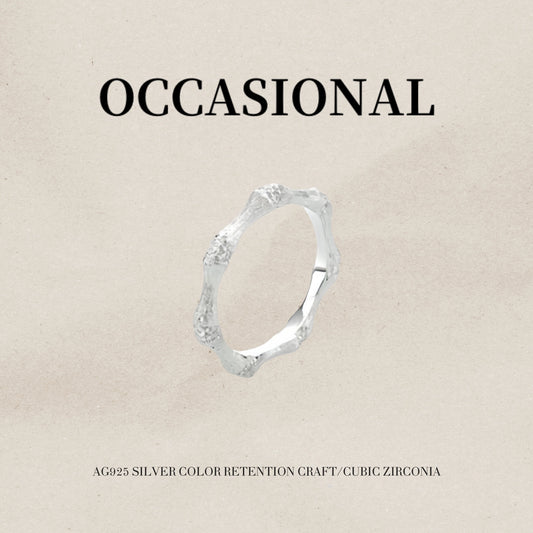 Chilly Bamboo Ring S925 Silver Rhodium Plated - Bone