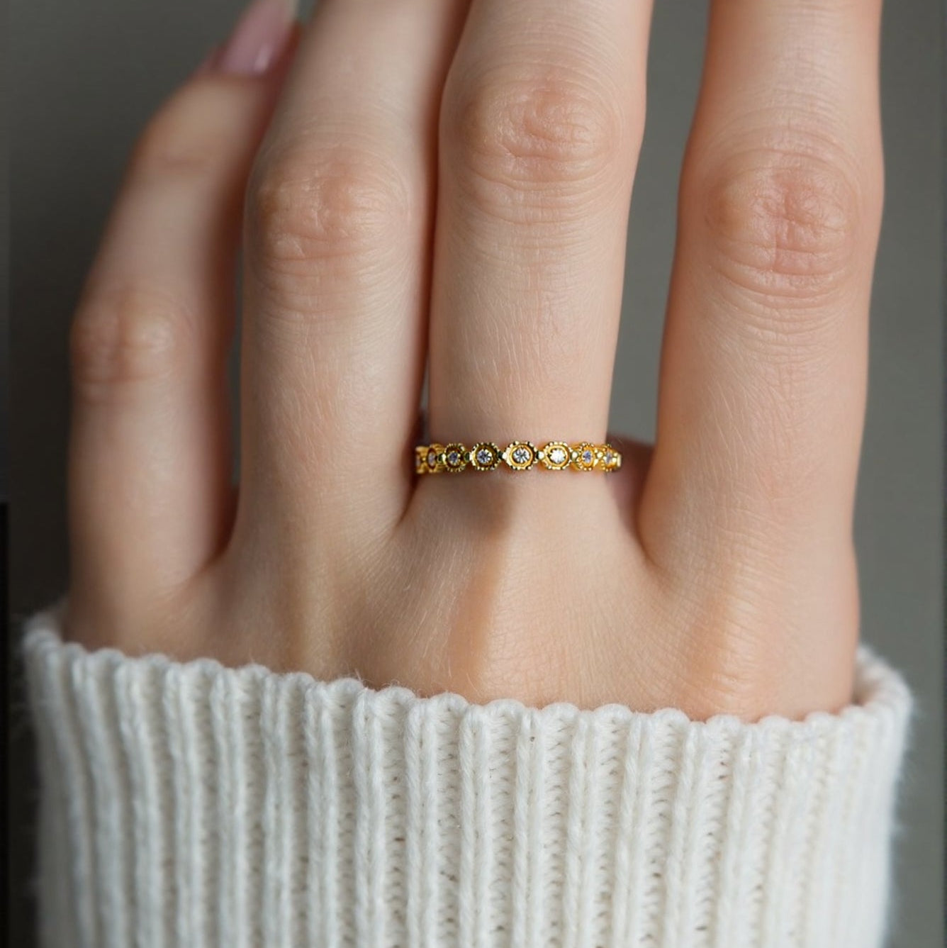 Simple Flower Cluster Ring S925 Silver Gold Plated