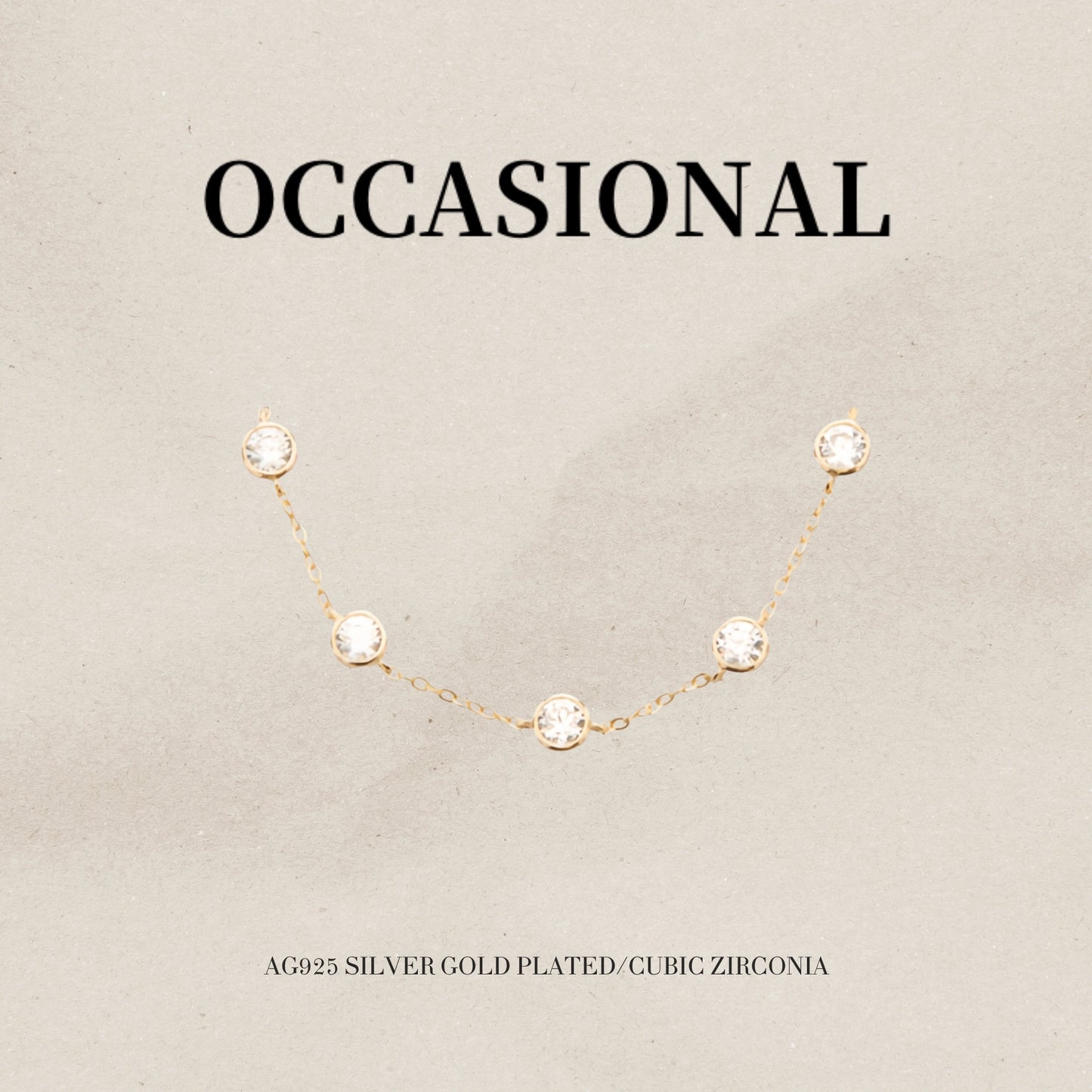 Simple Synthetic Cubic Zirconia Chain Bracelet S925 Silver Gold Plated