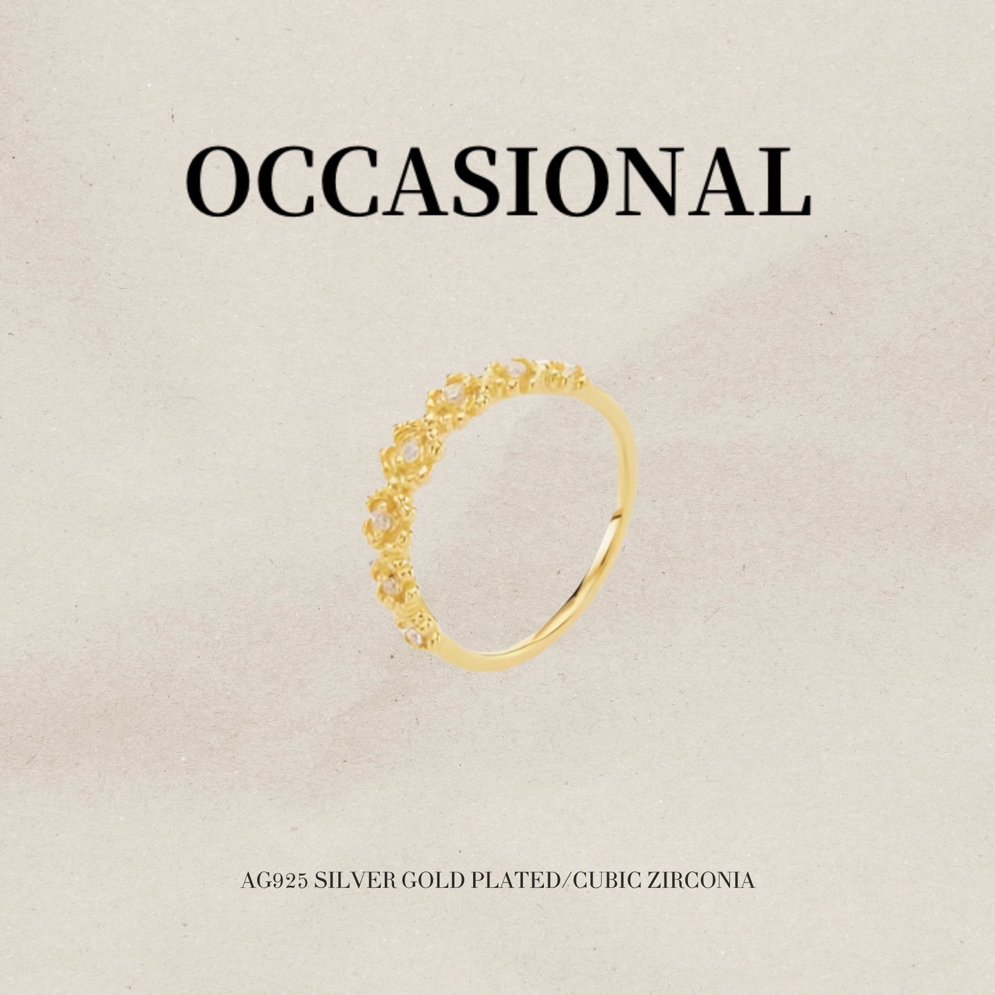 Simple Flower Cluster Ring S925 Silver Gold Plated