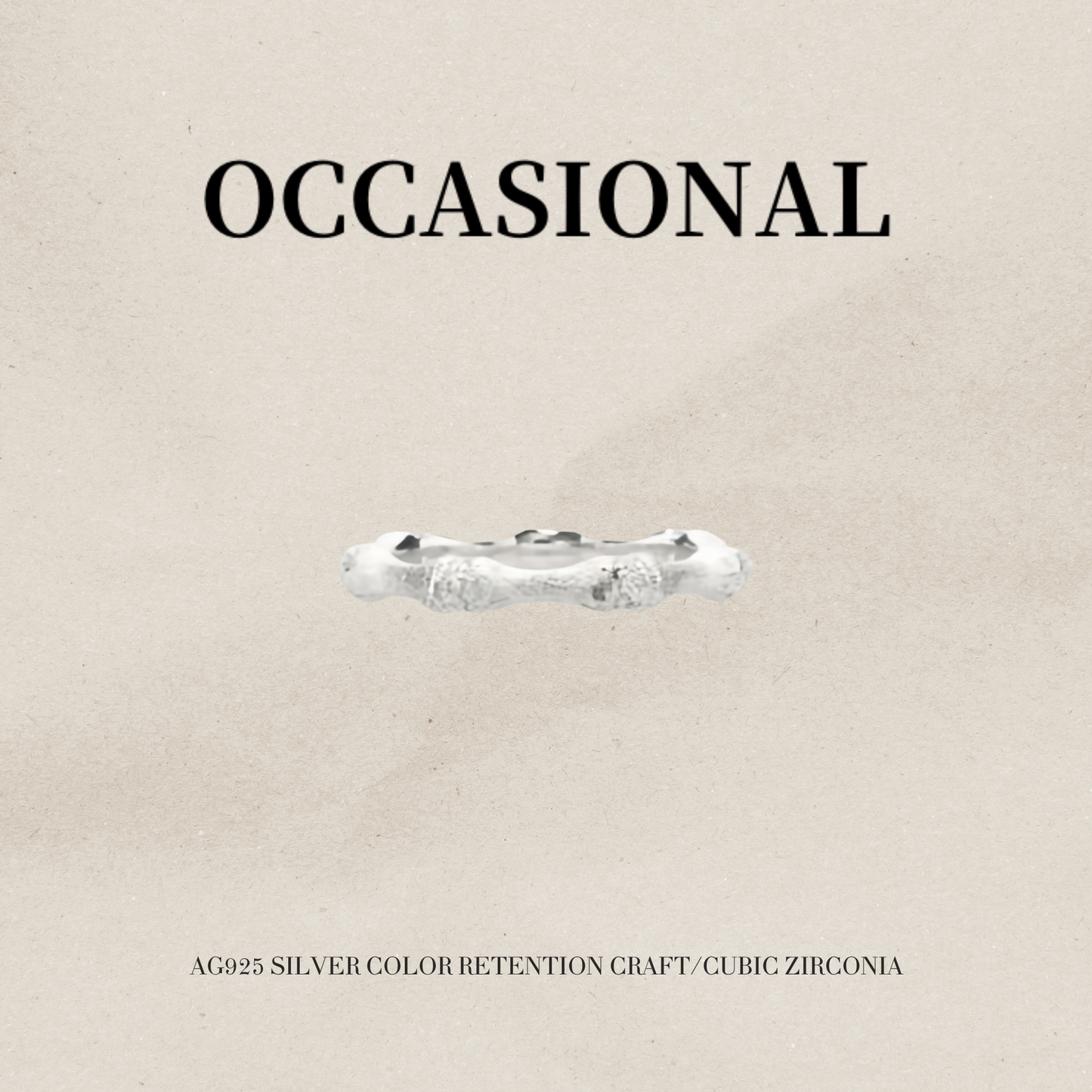 Chilly Bamboo Ring S925 Silver Rhodium Plated - Bone