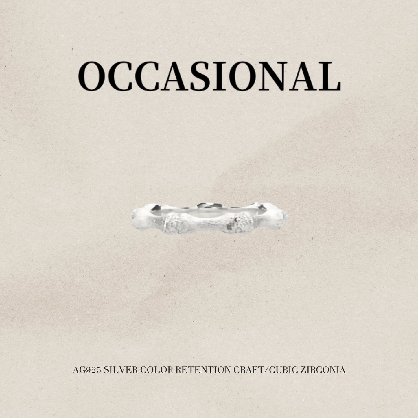 Chilly Bamboo Ring S925 Silver Rhodium Plated - Bone