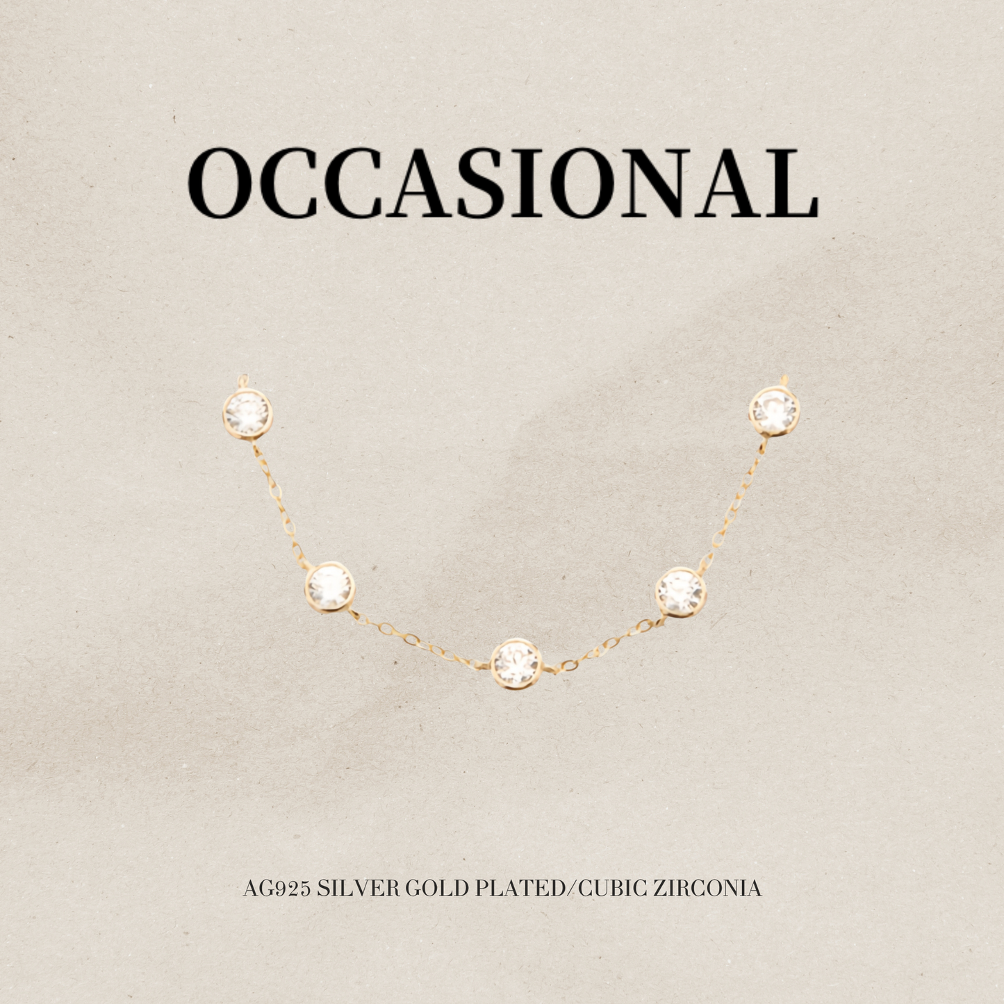 Simple Synthetic Cubic Zirconia Chain Bracelet S925 Silver Gold Plated