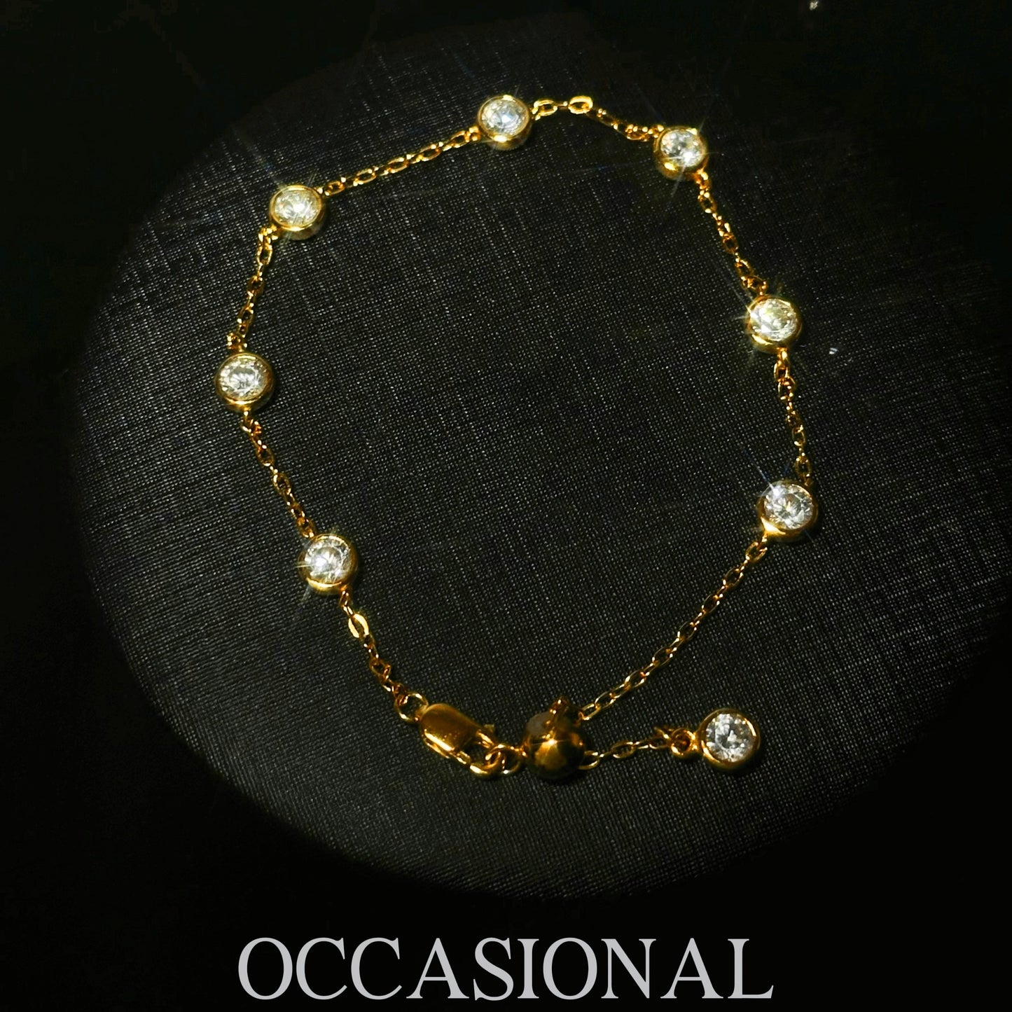 Simple Synthetic Cubic Zirconia Chain Bracelet S925 Silver Gold Plated