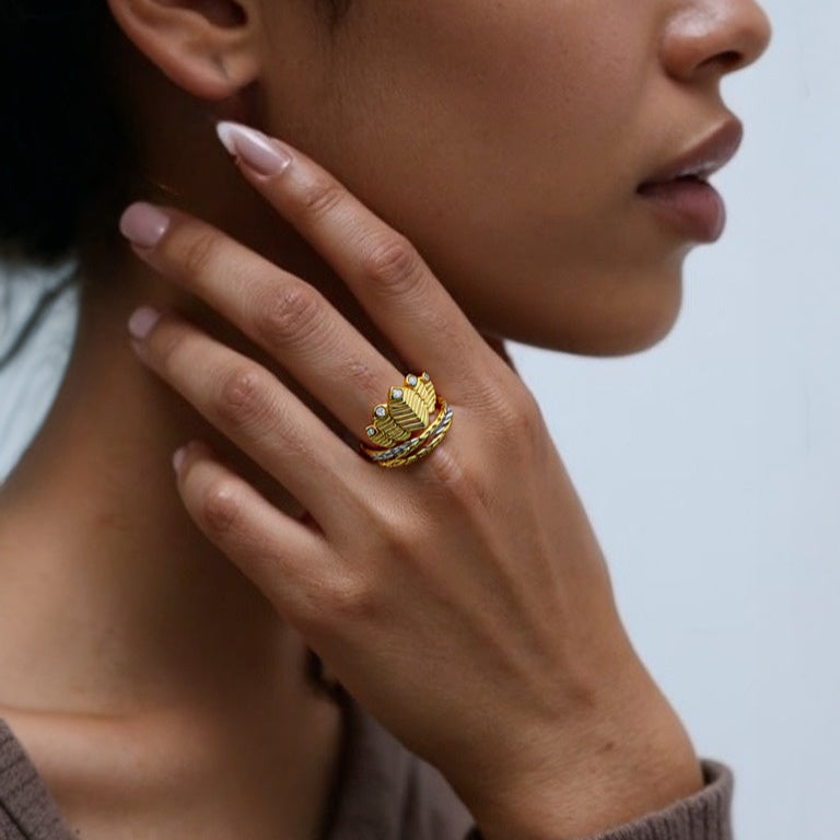 Strong Two Tone Ring S925 Silver - Tribal