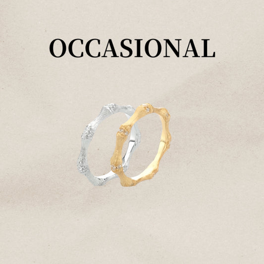 Gold and Silver Combination Stacking Ring - Bamboo