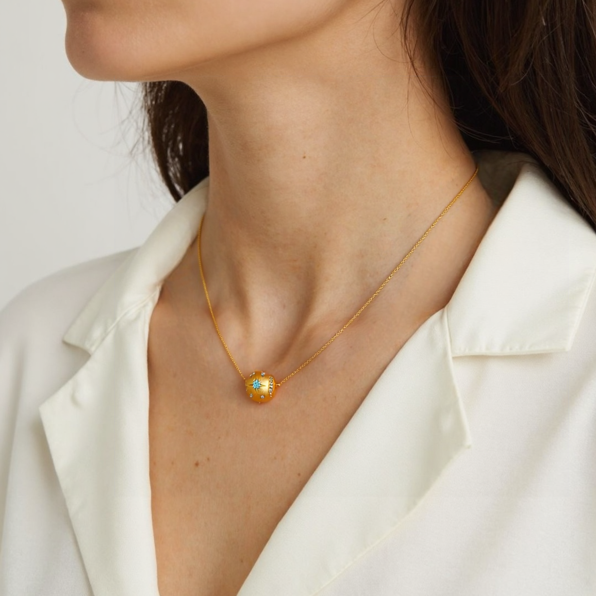 Ball Pendant Necklace S925 Silver Gold Plated - Galaxy Cube