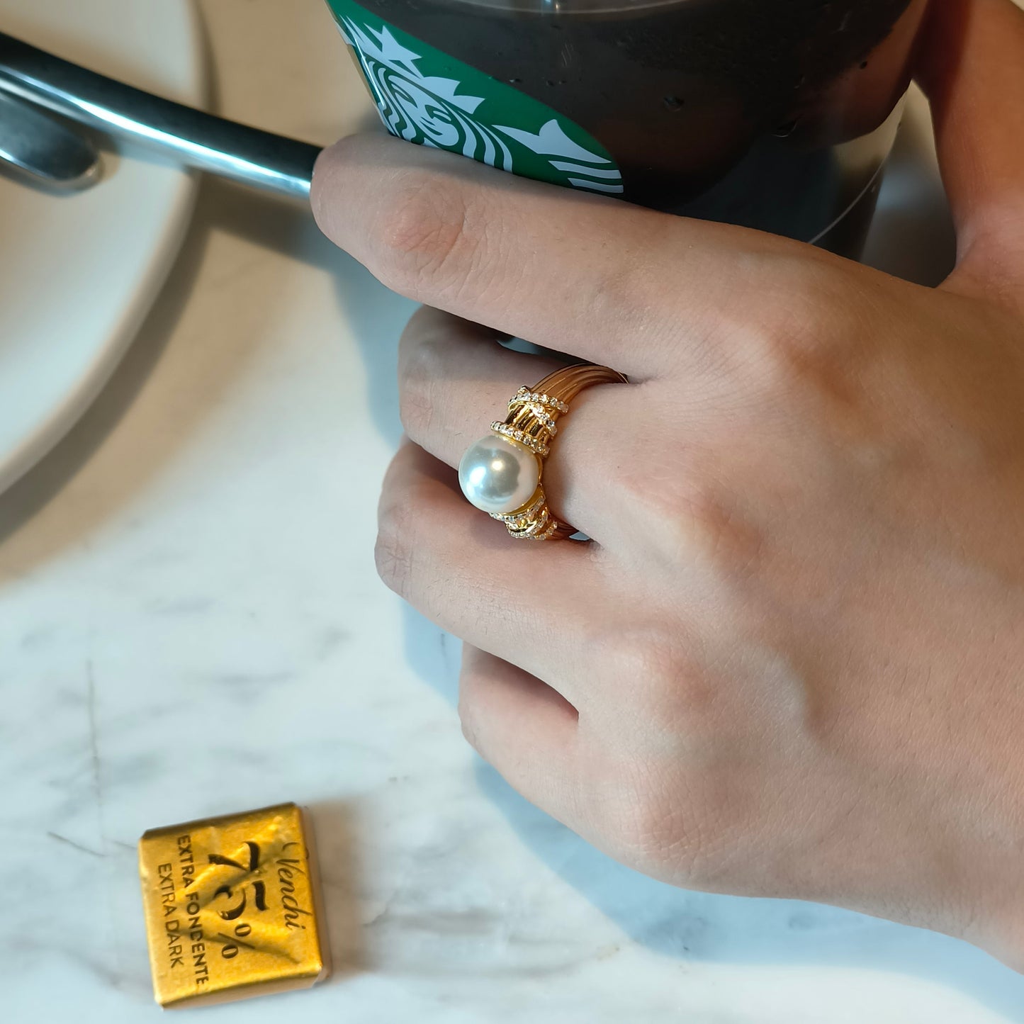Highlight Bead Ring S925 Silver Gold Plated – Ocean