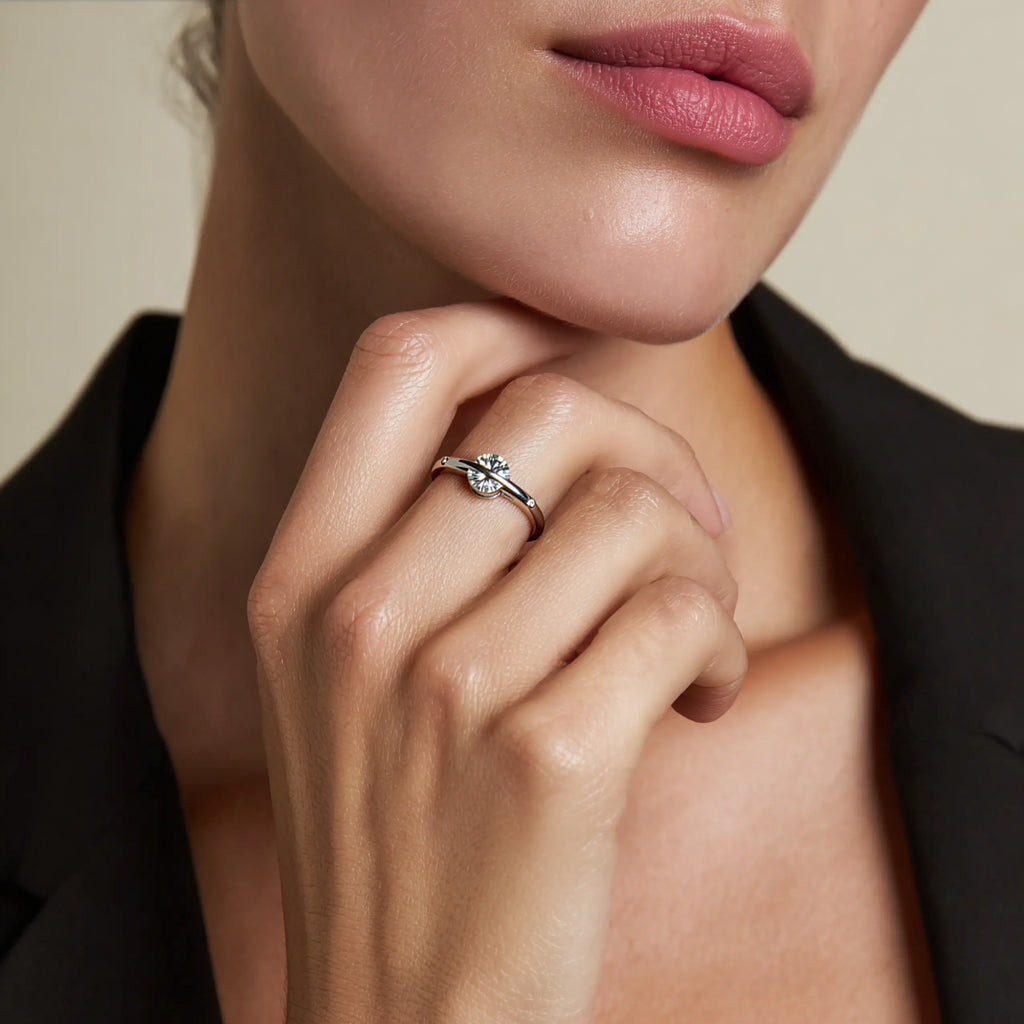 Rotatable Synthetic Cubic Zirconia Ring S925 Silver