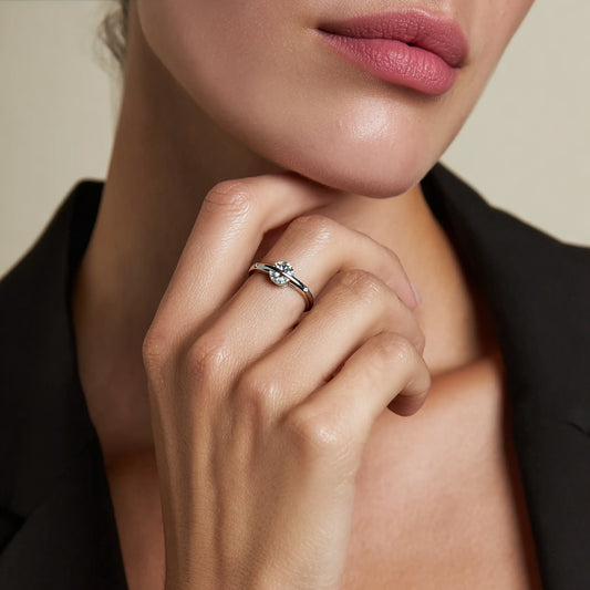 Rotatable Synthetic Cubic Zirconia Ring S925 Silver