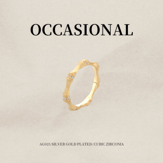 Warm Bamboo Ring S925 Silver Gold Plated - Lucky Bamboo