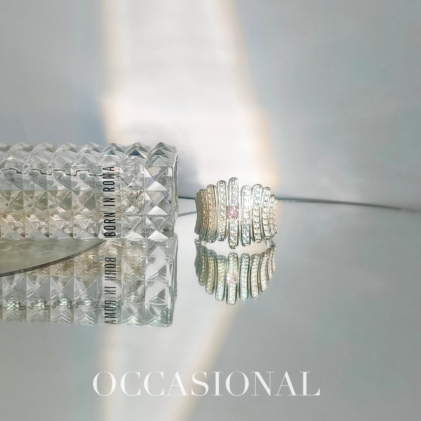 Vintage Wide Face Ring S925 Silver Rhodium Plated - Disco