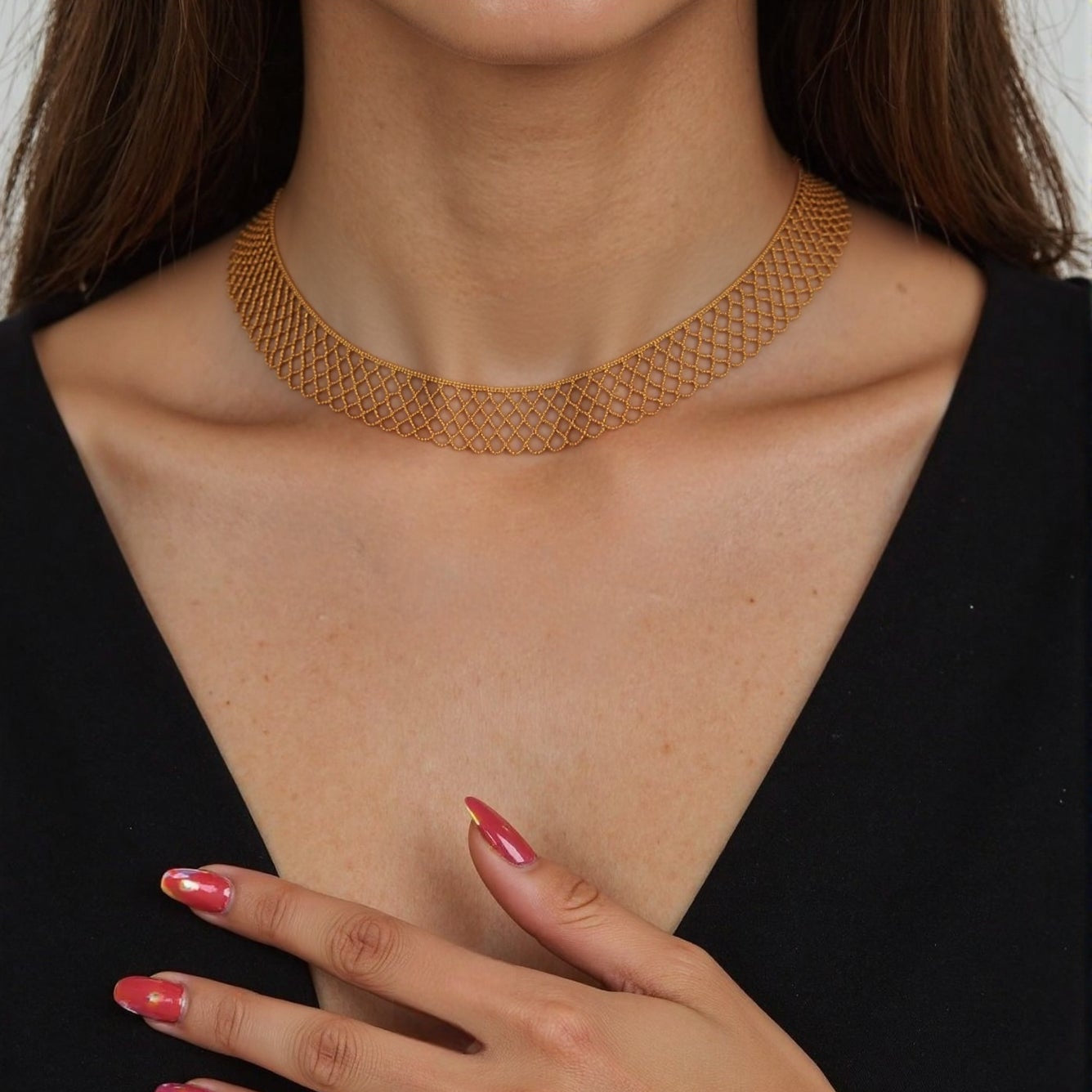 Vintage Mesh Necklace S925 Silver Gold Plated - Silk