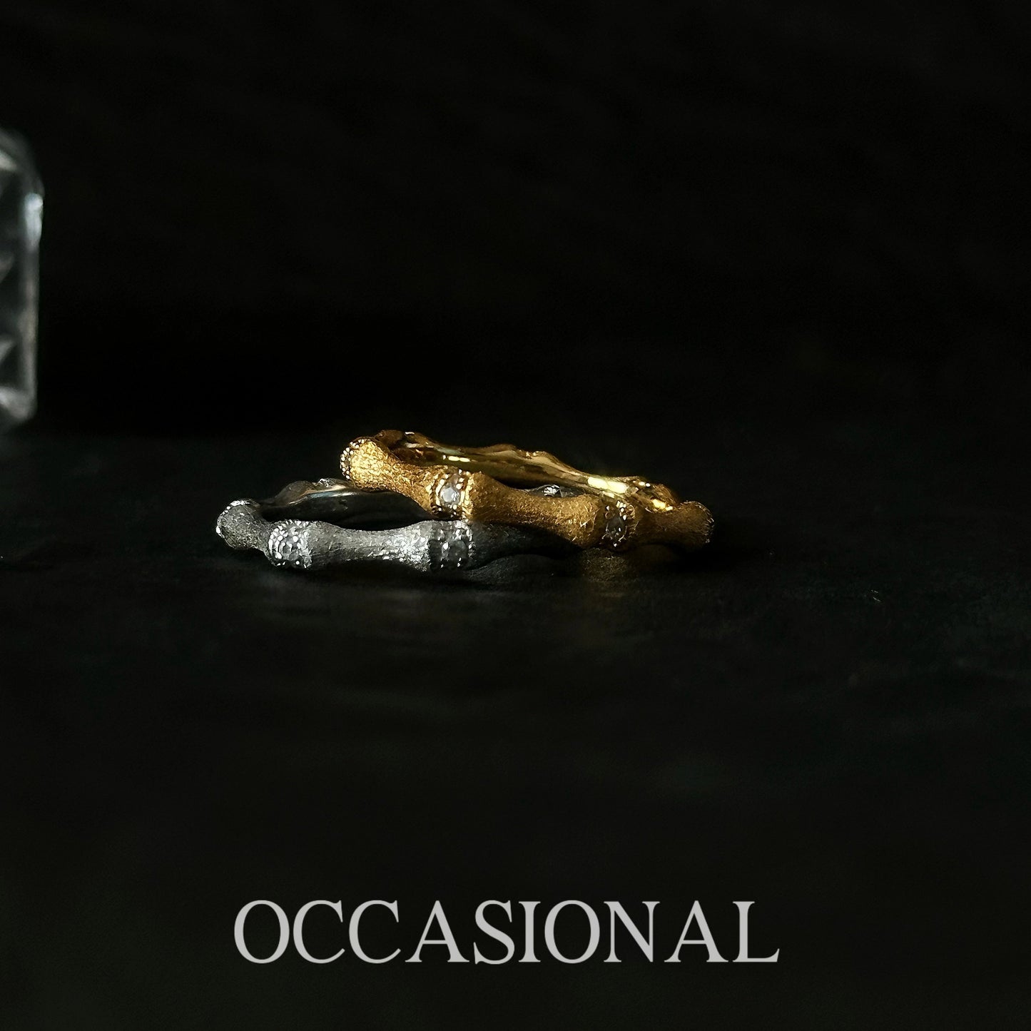 Gold and Silver Combination Stacking Ring - Bamboo