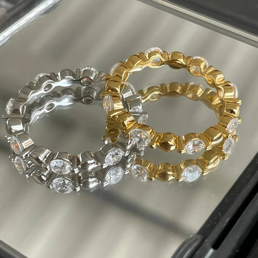 Two-tone Combination Round Bead Ring S925 Silver - Small Perfection