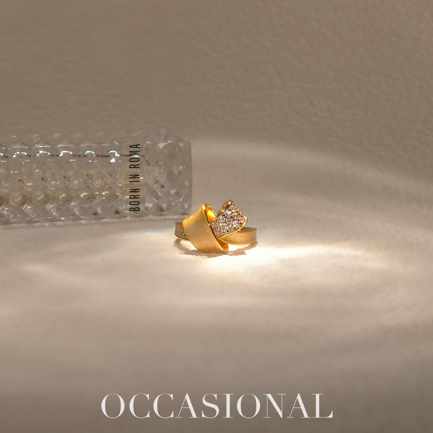 Double-sided Textured Ring S925 Silver Gold Plated-Folded Bow