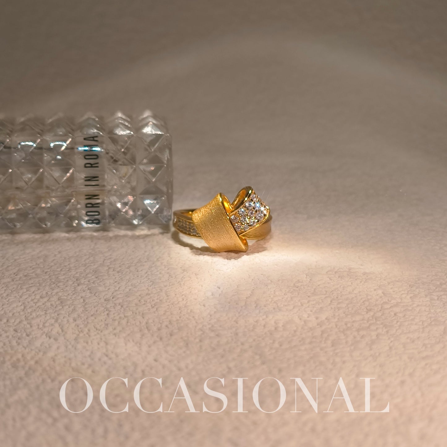 Double-sided Textured Ring S925 Silver Gold Plated-Folded Bow