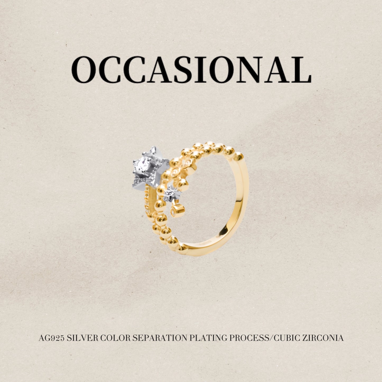 Three-layer Round Bead Ring S925 Silver – Star