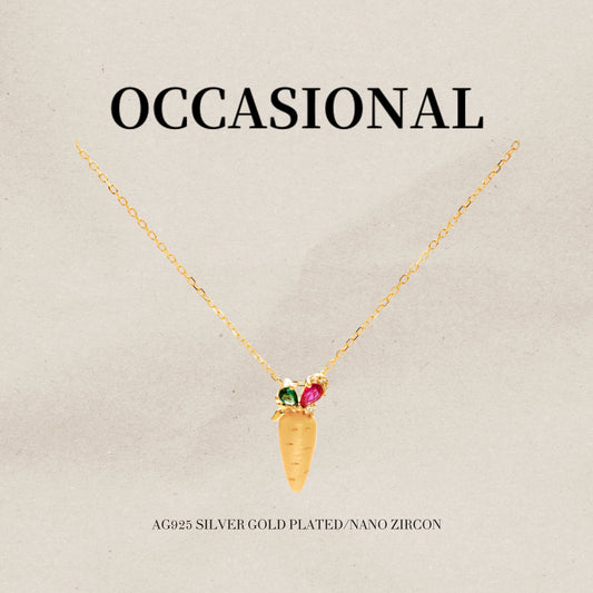 Carrot Pendant Necklace S925 Silver Gold Plated