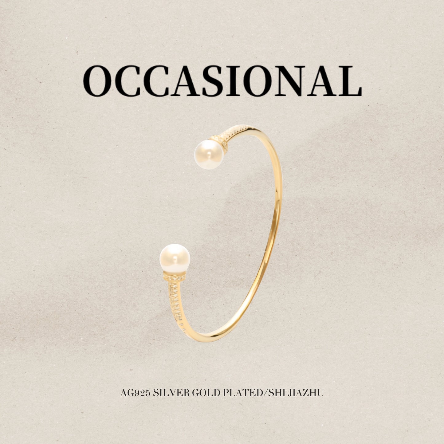 Highlight Bead Open Bracelet S925 Silver Gold Plated