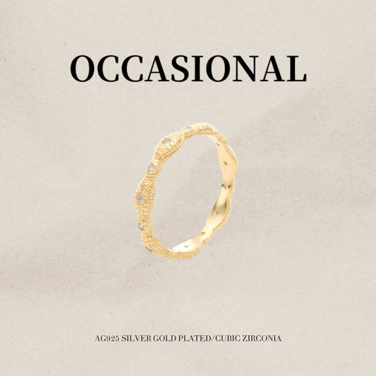 Wave Shape Simple Ring S925 Silver Gold Plated-Sunlight