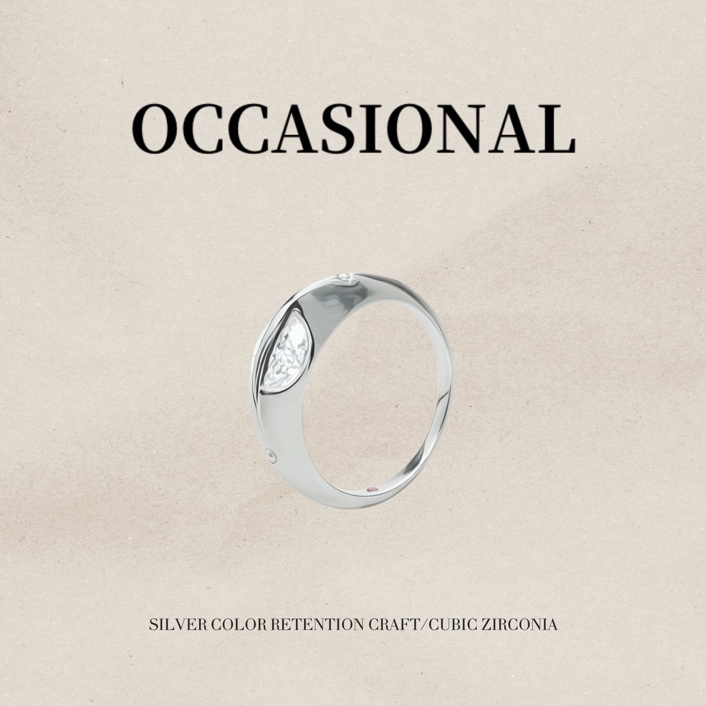 Rotatable Synthetic Cubic Zirconia Ring S925 Silver