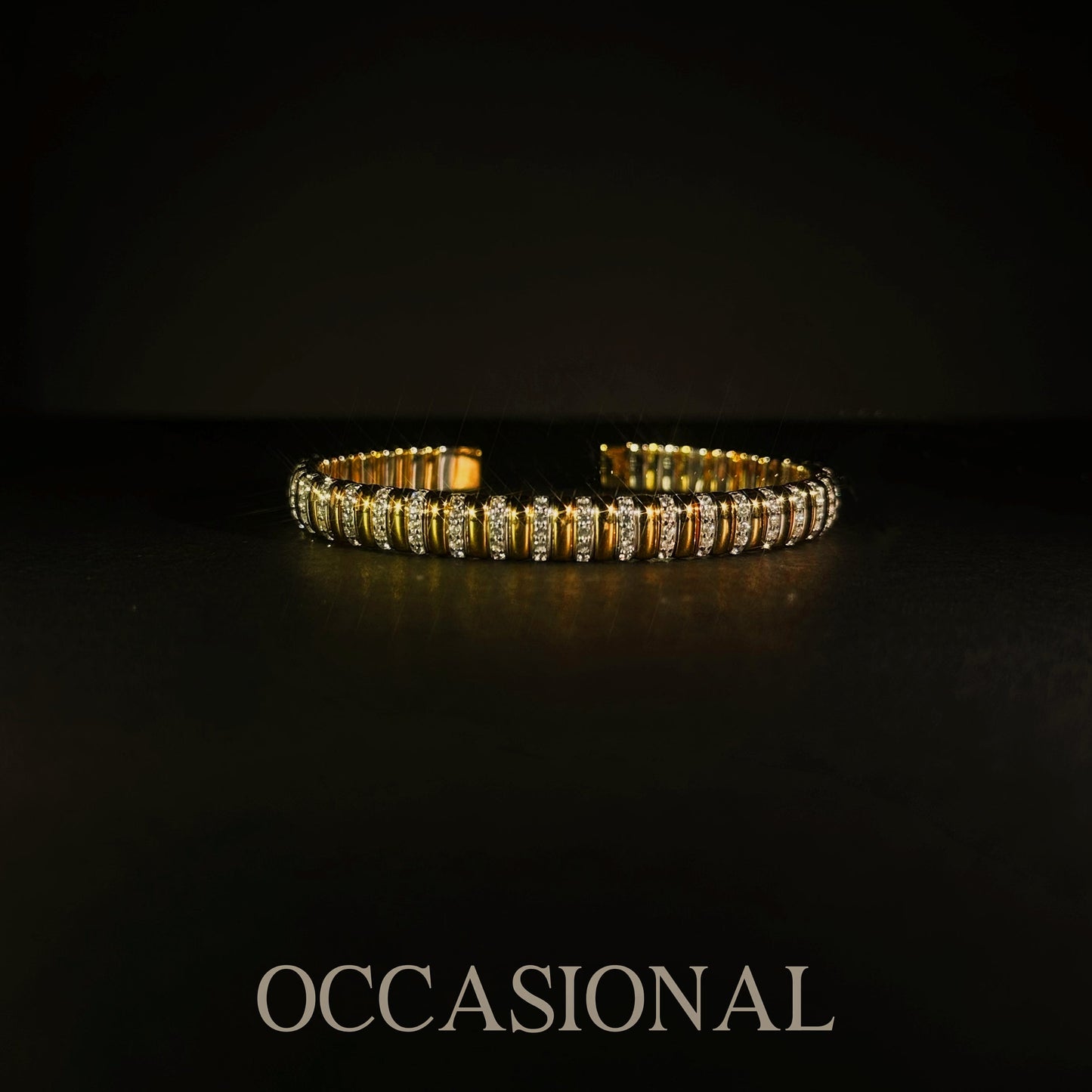 Gold and Silver Symphony Cuff Open Bangle S925 Silver