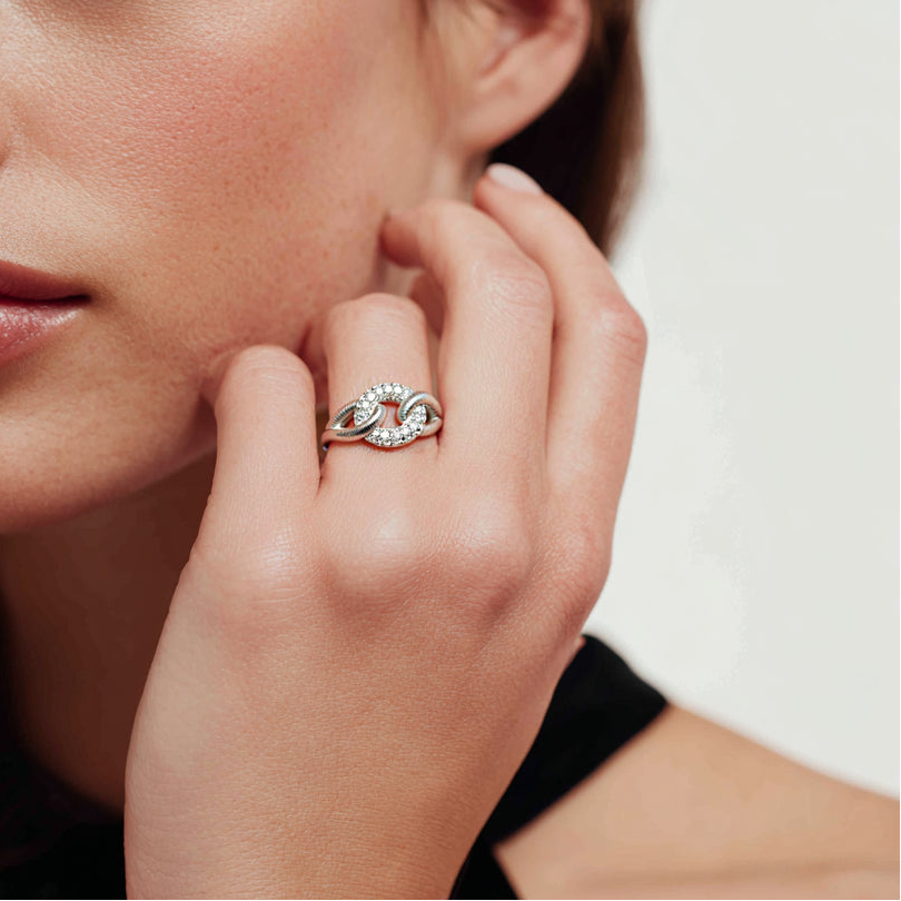 Rope Lock Ring S925 Silver Rhodium Plated