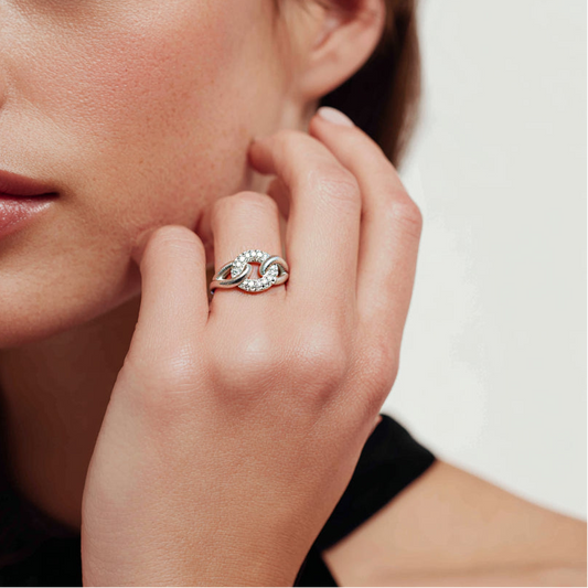 Rope Lock Ring S925 Silver Rhodium Plated