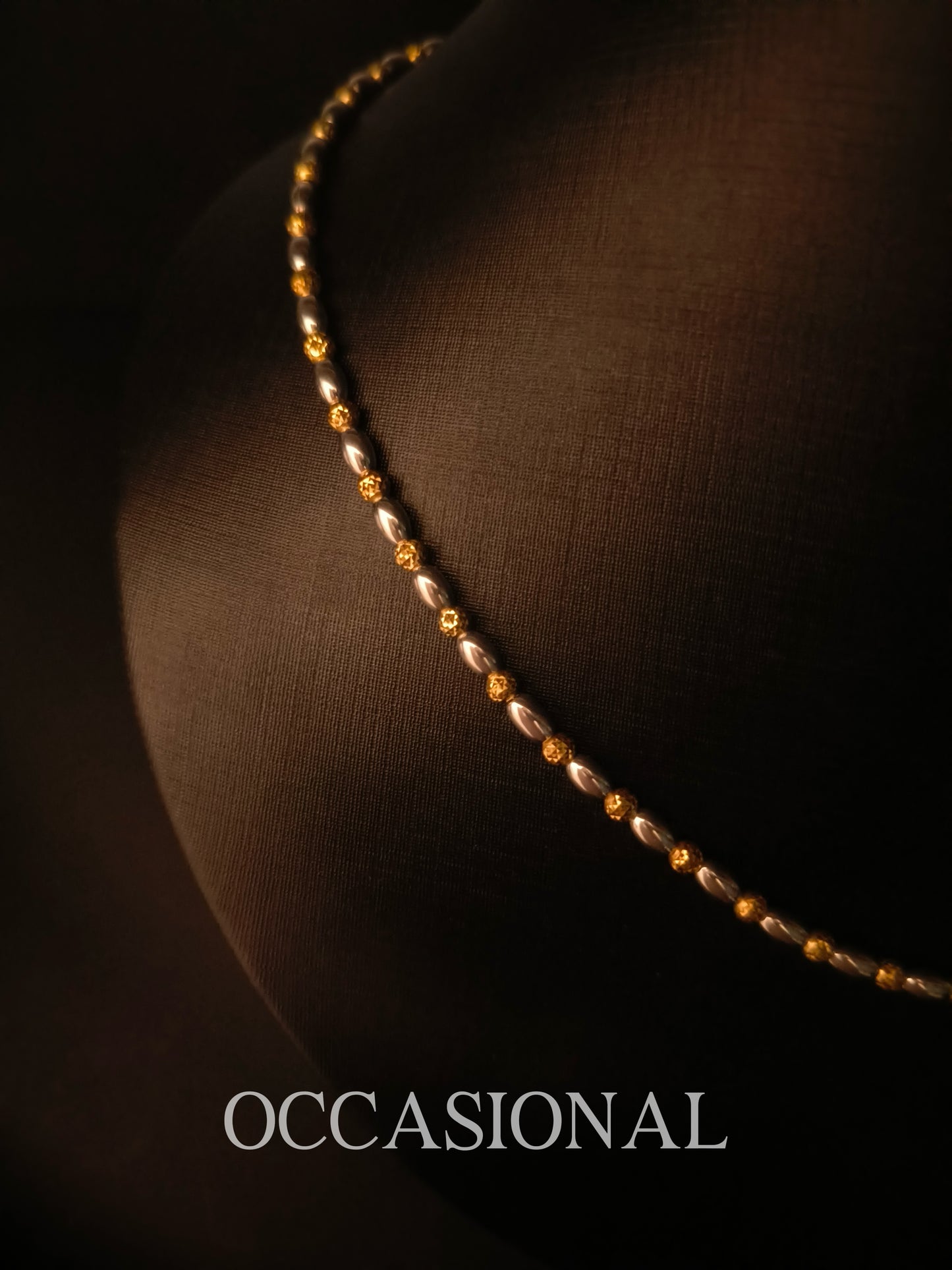 Gold And Silver Two-color Beads Necklace S925 Silver