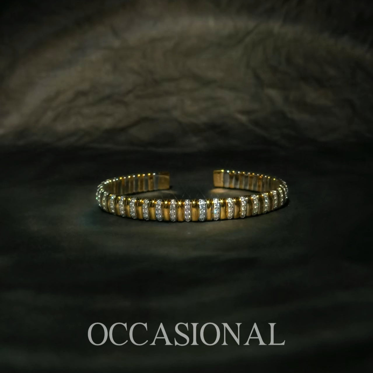 Gold and Silver Symphony Cuff Open Bangle S925 Silver
