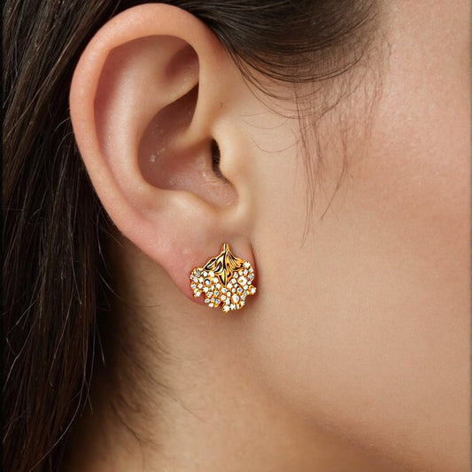 Shining Maple Leaf Earrings S925 Silver Gold Plated