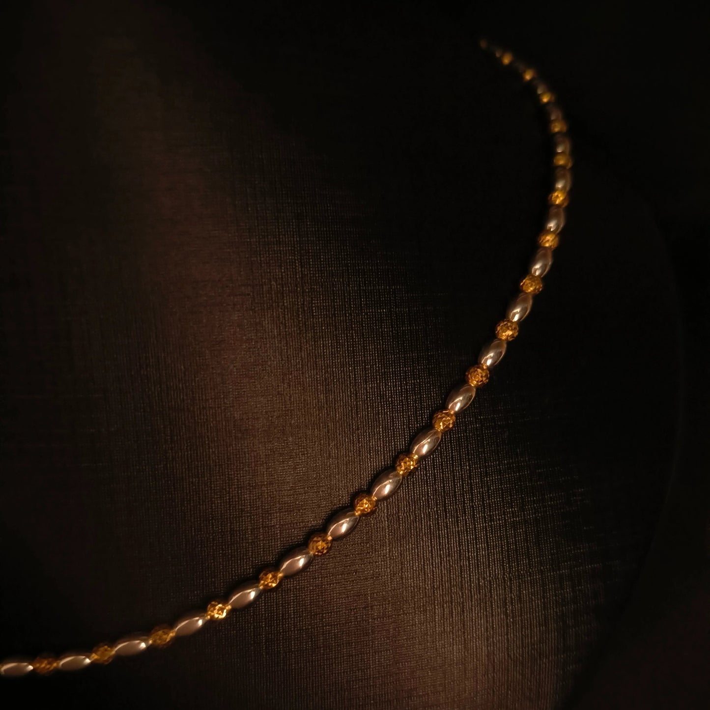 Gold And Silver Two-color Beads Necklace S925 Silver