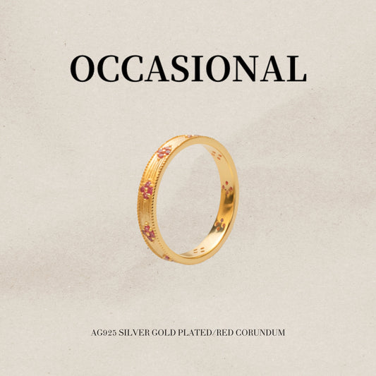 Classic Retro Brushed Ring S925 Silver Gold Plated - Plum Blossom