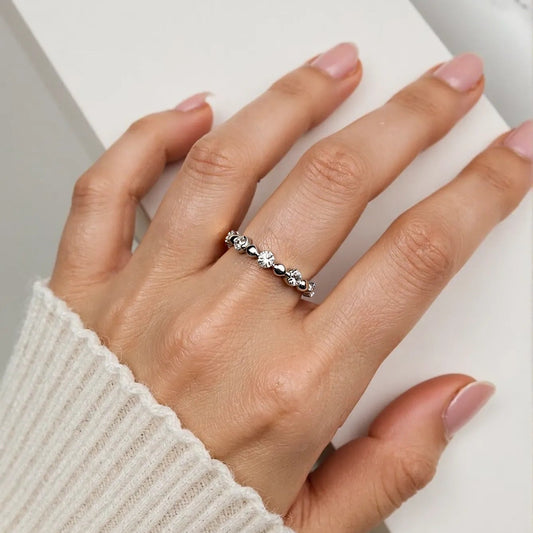 Round Bead Ring S925 Silver Rhodium Plated - Small Perfection