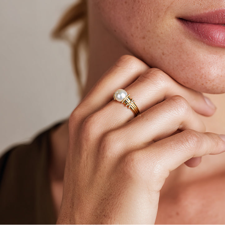 Highlight Bead Ring S925 Silver Gold Plated – Ocean