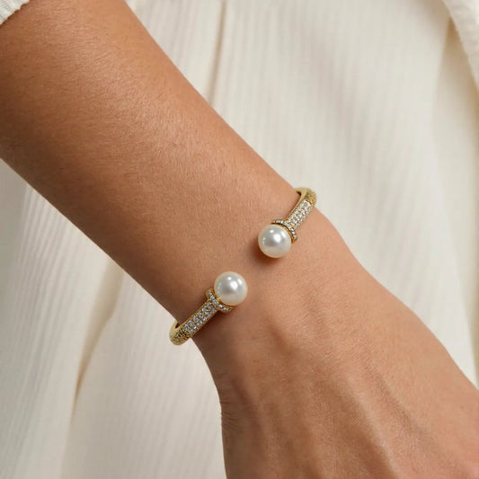 Highlight Bead Open Bracelet S925 Silver Gold Plated