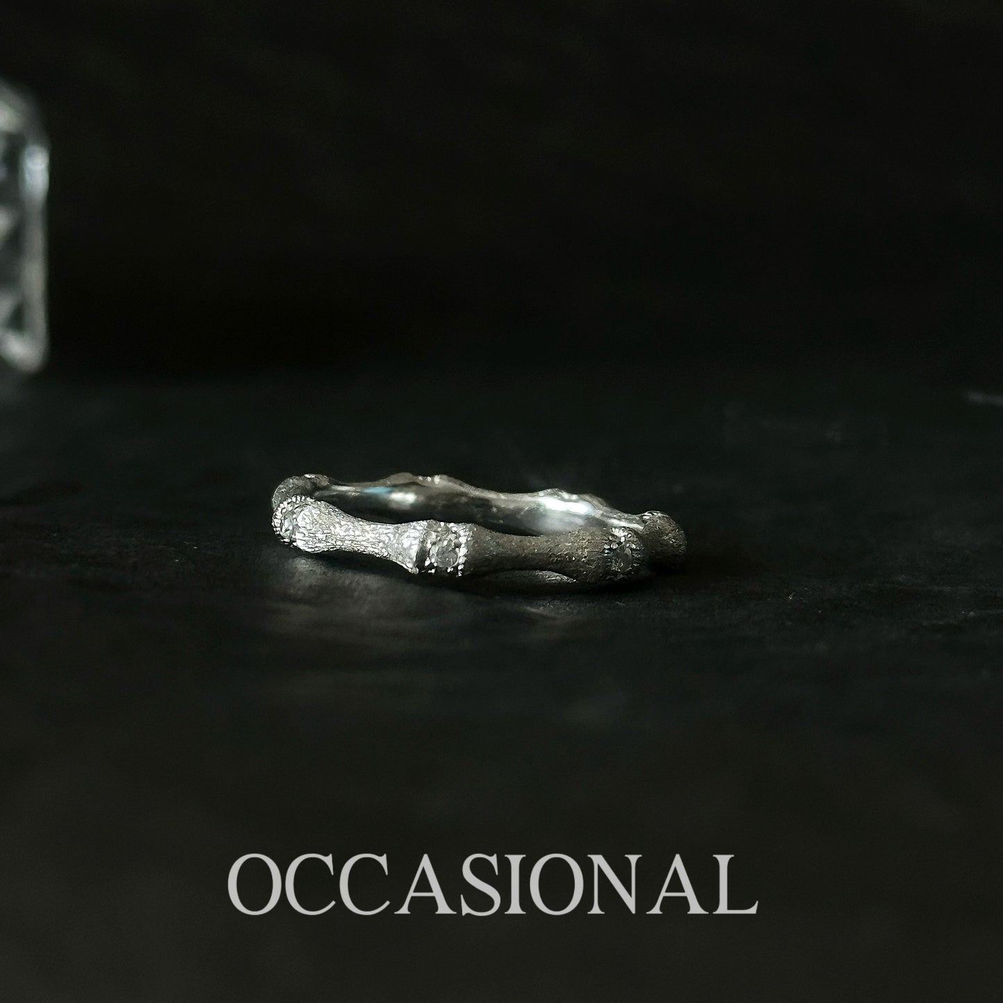 Chilly Bamboo Ring S925 Silver Rhodium Plated - Bone