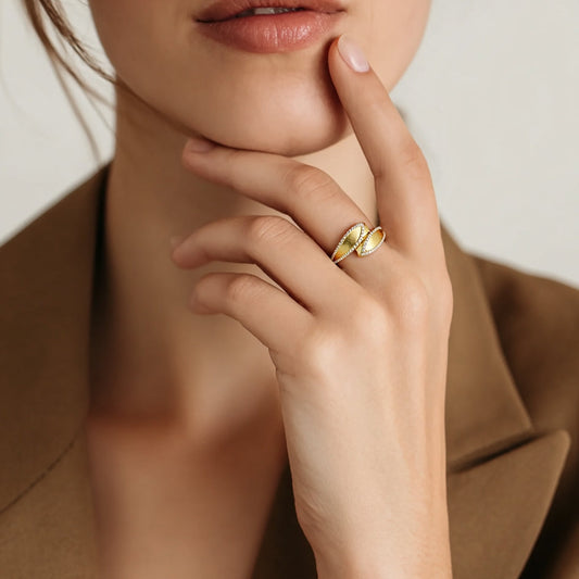 Brushed Embrace Ring - Spear and Shield