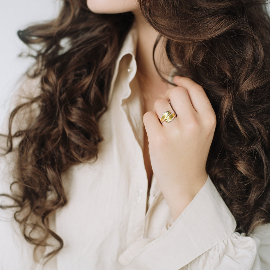 Brushed Embrace Ring - Spear and Shield