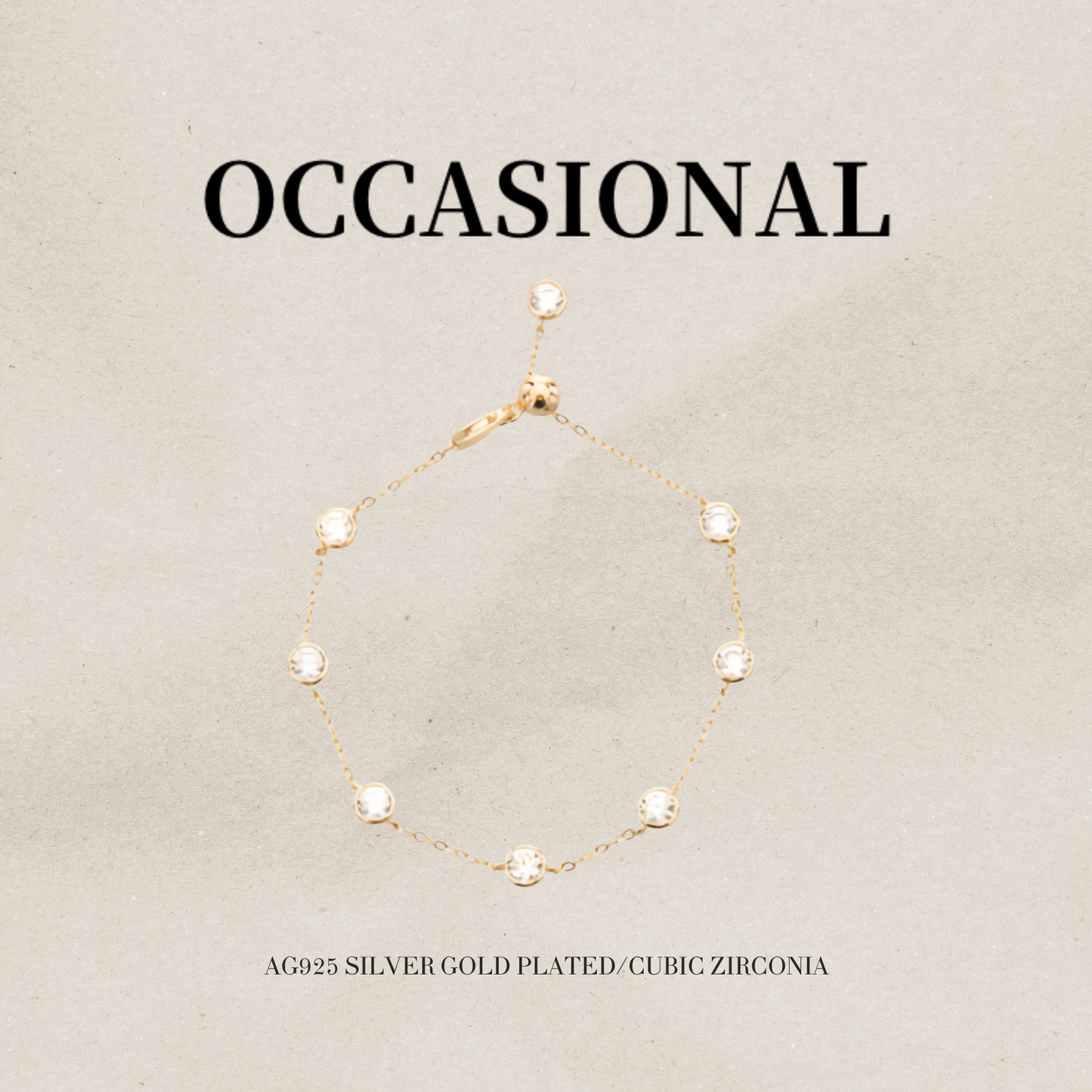 Simple Synthetic Cubic Zirconia Chain Bracelet S925 Silver Gold Plated