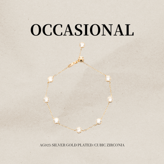 Simple Synthetic Cubic Zirconia Chain Bracelet S925 Silver Gold Plated