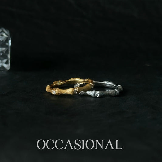 Gold and Silver Combination Stacking Ring - Bamboo