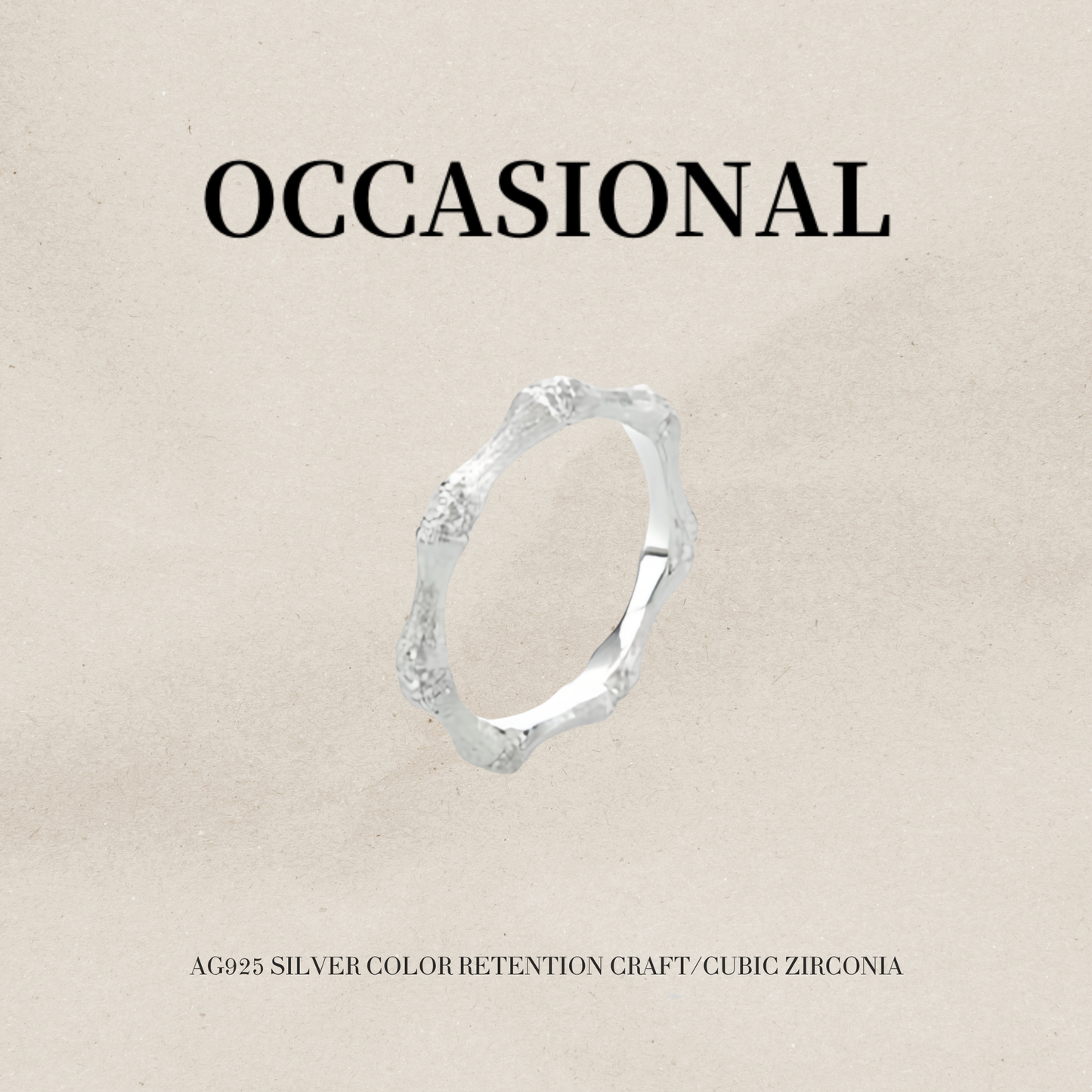 Chilly Bamboo Ring S925 Silver Rhodium Plated - Bone